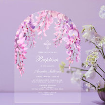 Rosa Wisteria Dop Akryl Inbjudningar