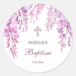 Rosa Wisteria Dop Runt Klistermärke