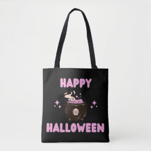 Rosa Witch Cauldron Lycklig Hallowen Tygkasse