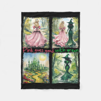 Rosa Witch går Bra med Grönt Halloween Witch Witch Fleecefilt
