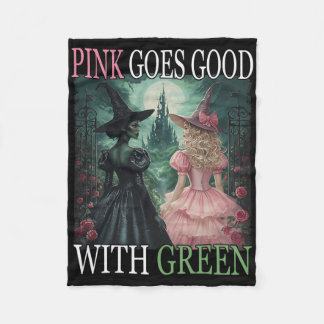 Rosa Witch går Bra med Grönt Halloween Witch Witch Fleecefilt