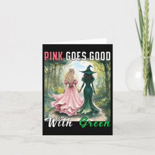 Rosa Witch går Bra med Grönt Halloween Witch Witch Kort