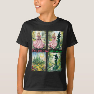 Rosa Witch går Bra med Grönt Halloween Witch Witch T Shirt