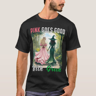 Rosa Witch går Bra med Grönt Halloween Witch Witch T Shirt