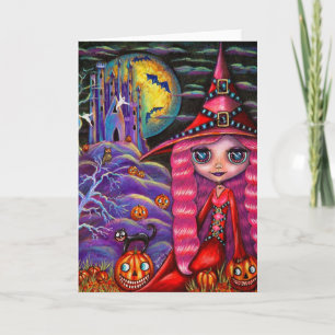 Rosa Witch Halloween-kort Kort
