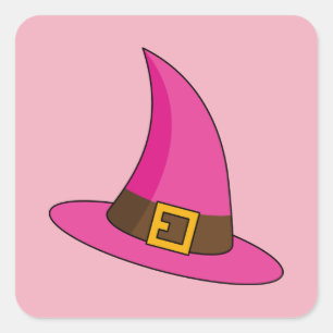 Rosa Witch Hat Fyrkantigt Klistermärke