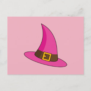 Rosa Witch Hat Helg Vykort