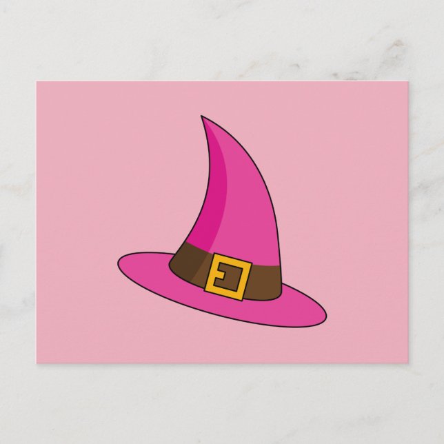 Rosa Witch Hat Helg Vykort (Framsida)