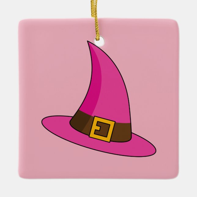Rosa Witch Hat Julgransprydnad Keramik (Framsida)