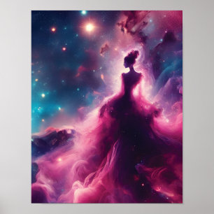 Rosa, Woman-Shaped Nebula i Rymden Poster