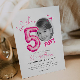 Rosa Women Photo look Whos 50:e födelsedagen Inbjudningar