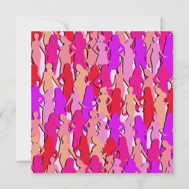 Rosa Women Silhouette Inbjudningar (Framsida)