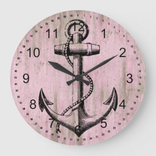 Rosa Wood Anchor Stor Klocka