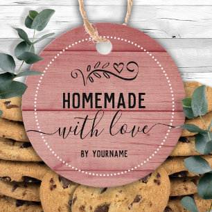 Rosa Wood Finare Script Homemade med kärlek Busine Gåvor Etiketter