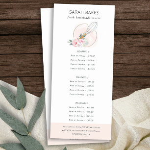 Rosa Wood Whisk Blommigt Bakery Service Pris Reklamkort