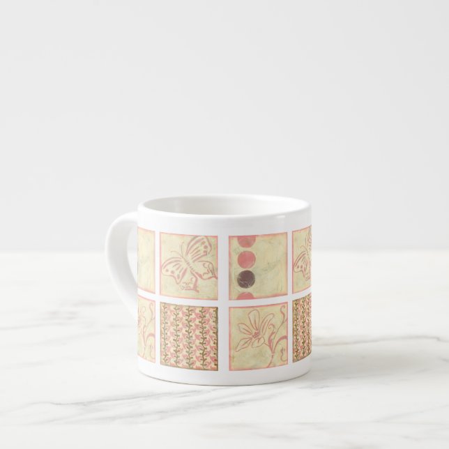 Rosa Woodblock Teckning av Chariklia Zarris Espressomugg (Framsida vänster)