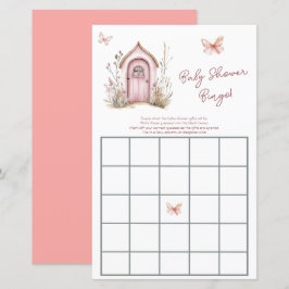 Rosa Woodland Älvor Baby Shower Bingo