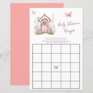 Rosa Woodland Älvor Baby Shower Bingo