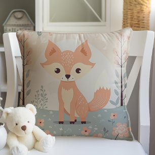 Rosa Woodland Animal Fox, Forest Girl Nursery Kudde