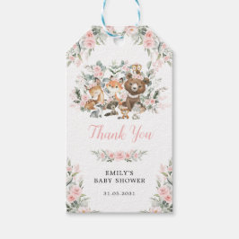  Rosa Woodland Animals Baby Shower Presentetikett