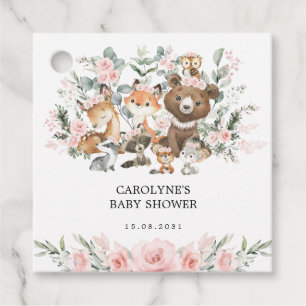 Rosa Woodland Animals Eucalyptus Girl Baby Shower Gåvor Etiketter