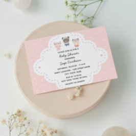 Rosa Woodland Baby Shower Inbjudningar