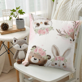 Rosa Woodland boho Friends Flicka Shower Kudde
