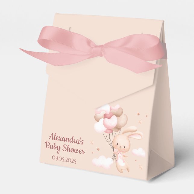 Rosa Woodland Bunny Rabbit Baby Shower Presentaskar (Framsidan Sidan)