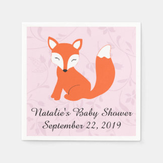 Rosa Woodland Fox Baby Shower Pappersservett
