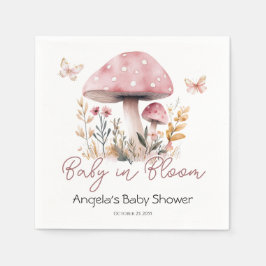 Rosa Woodland Mushroom Baby Shower Pappersservett
