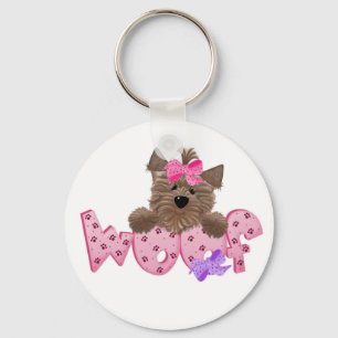 Rosa Woofhund Nyckelring