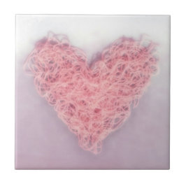 Rosa Woolen Wool Knitting Kärlek Heart Ceramic Til Kakelplatta