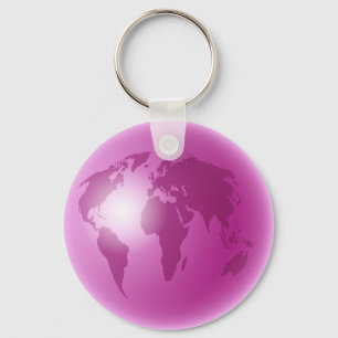 Rosa World Globe Nyckelring