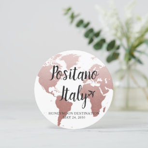 Rosa World Map Destination Bord Namn Round Kort