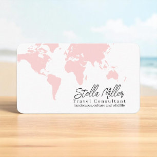 Rosa World Map Travel Consultant Visitkort