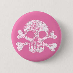 Rosa Worn Skull och Crossbone-knapp Knapp
