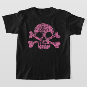 Rosa Worn Skull och Crossbone T-Shirt