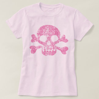 Rosa Worn Skull och Crossbone T-Shirt