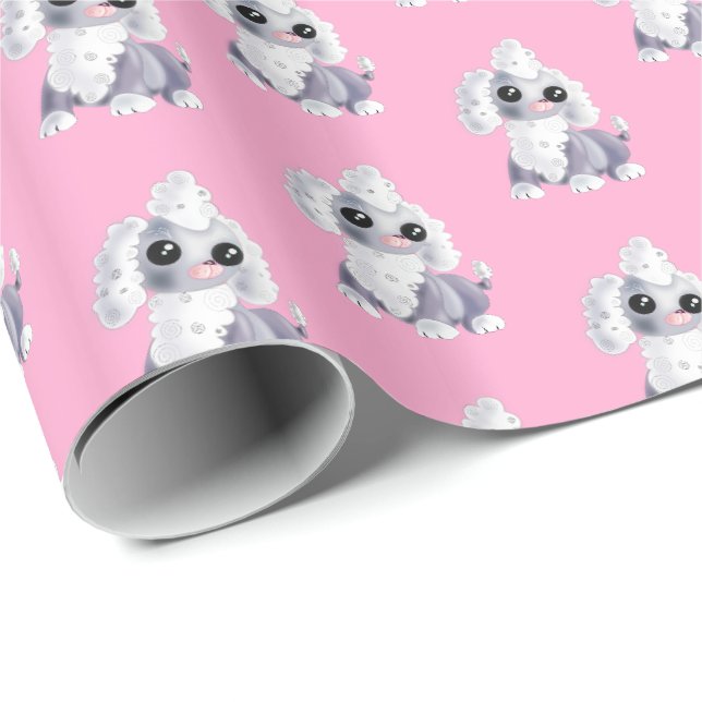 Rosa Wrapping Papper med Baby Pet Hund Presentpapper (Rullad Hörn)
