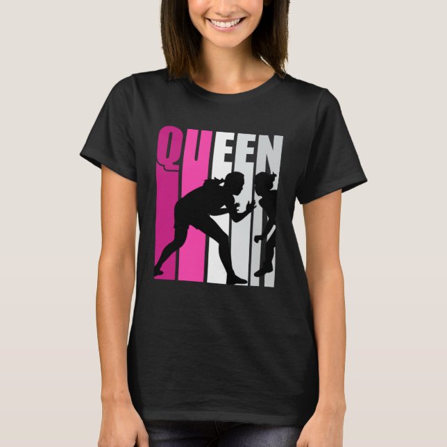 Rosa Wrestling Queen Wrestler Practice Dotter T Shirt (Framsida)