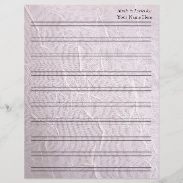 Rosa Wrinkled Fabric Blank Lakan Music 10 Stave (Framsida)