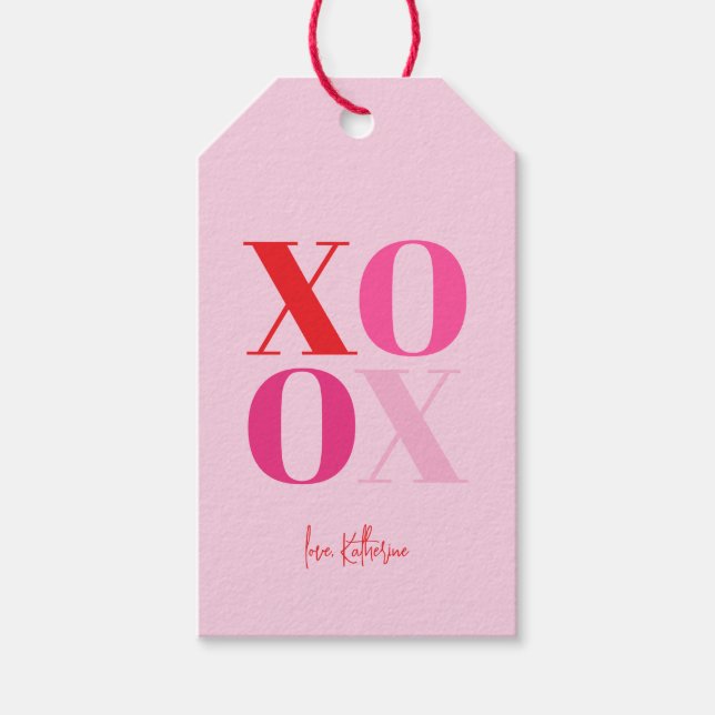 Rosa XO OX Alla hjärtans dag Presentetikett (Framsidan)