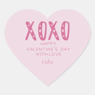 Rosa XOXO, Alla hjärtans dag Hjärtformat Klistermärke