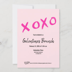 Rosa XOXO Chic Galentine's Brunch Party Inbjudningar