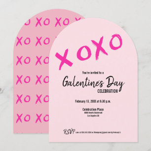 Rosa XOXO Cute Galentine Day Party Inbjudningar