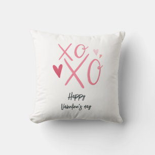 Rosa "XOXO"Hjärtan Glad Alla Hjärtans Dag Kudde