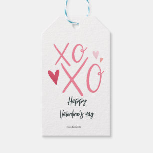 Rosa "XOXO"Hjärtan Glad Alla Hjärtans Dag Presentetikett
