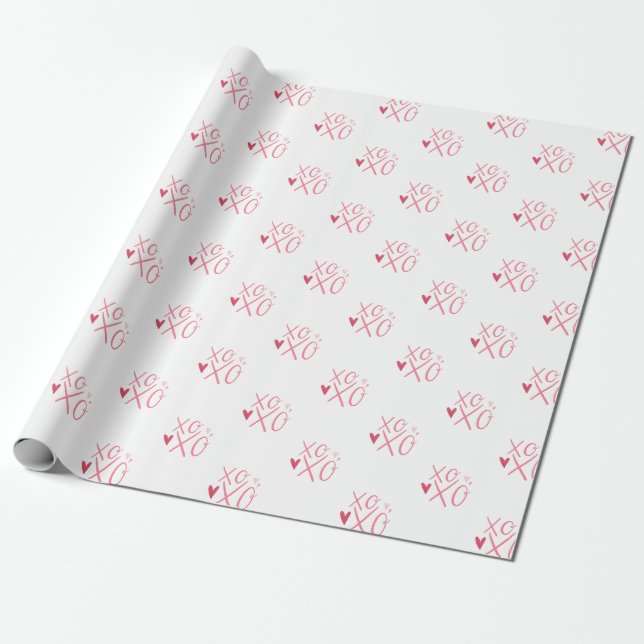 Rosa "XOXO"Hjärtan Glad Alla Hjärtans Dag  Presentpapper (Utrullad)