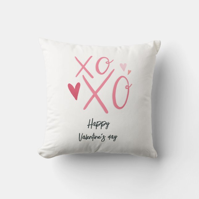 Rosa "XOXO"Hjärtar Glad Alla hjärtans dag Kudde (Framsida)