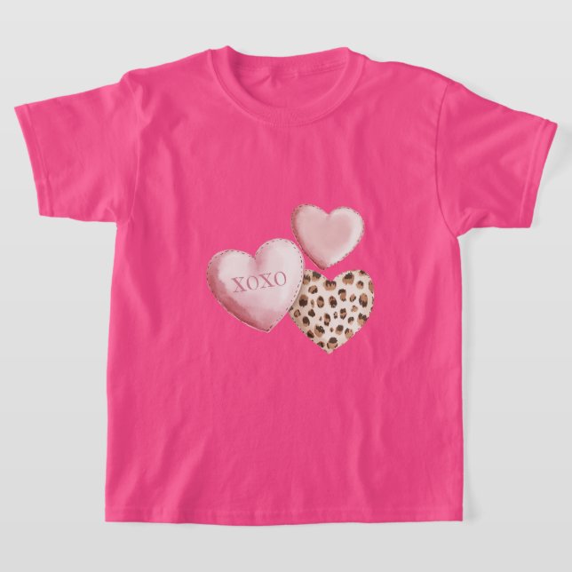 Rosa XOXO Leopard Print Hearners T Shirt (Laydown)